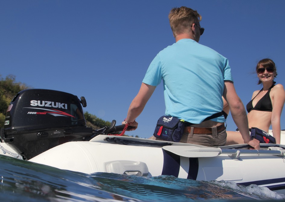 Suzuki Powered Boat with Two People on the Water